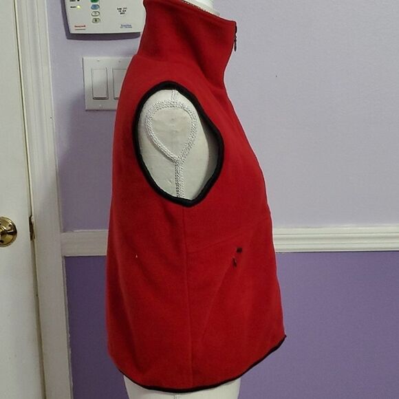 Herman Geist Vintage Red Fuzzy Sleeveless Zippered Windbreaker Vest - Picture 3 of 8